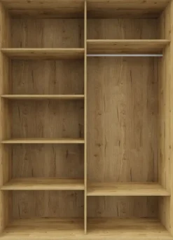 Szafa przesuwna 150 cm lustra (dąb Soma ciemny/czarne okucia)