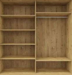 Szafa przesuwna lustra 200cm (biały połysk/lustro/dąb Soma ciemny)