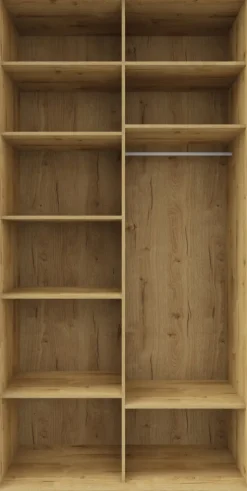 Wysoka szafa przesuwna 120 cm lustra (dąb Soma ciemny/czarne okucia)