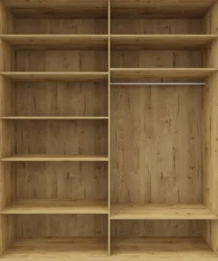 Wysoka szafa przesuwna 200 cm lustra (dąb Soma ciemny/czarne okucia)